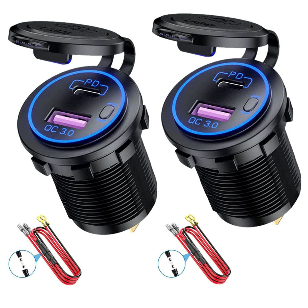 Зарядное устройство для автомобиля с QC3.0 быстрая зарядка, двойной USB, автомобильная зажигалка 24В, грузовик, PD быстрая зарядка