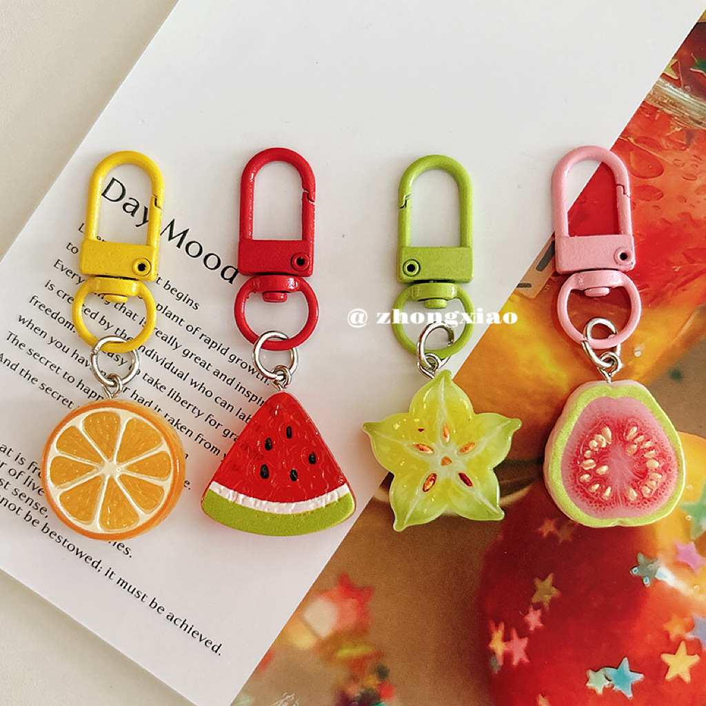 Summer Fresh Simulated Fruit Slice Keychain Pendant for Girls' Bags, Backpack Accessories, and Gifts for Best Friends