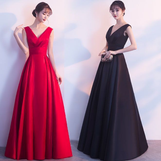 French Grand Chorus Costume Deep V-neck Red Song Chorus Adult Recitation Costume Host Long Evening Dress French Grand Chorus Costume Deep V-neck Red Song Chorus Adult Recitation Costume Host Long Evening Dress