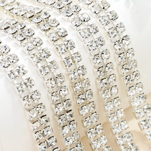 双排钻链 6#8#12# 国贸A级水钻爪链镀银DIY饰品配件码链钻链批发