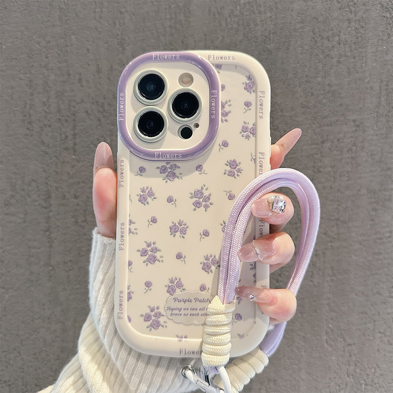 满屏紫花适用于苹果16手机壳iPhone15Plus苹果14保护套女款13卡通|undefined