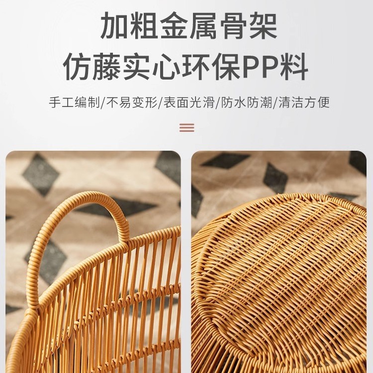 Cesta de ropa sucia tejida de imitación de ratán personalizada cesta de almacenamiento de ropa sucia impermeable acabado de dormitorio baño de hotel cesta de lavandería