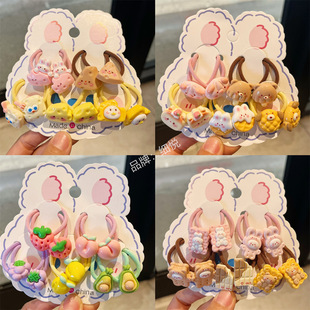 Fruit hair rope children cute hair rubber band little girl cartoon hair rope elastic headdress suit wholesale