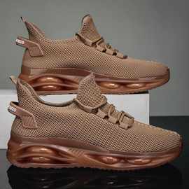 红色老爹鞋飞织网布小白鞋运动鞋夏季47大码男士运动休闲鞋增高鞋