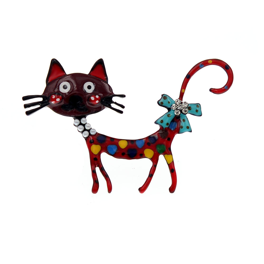 European and American Cross-border Oil Drop Cat Brooch Color Enamel Corsage Atmospheric Women's Buckle Suit Pin Clothing Accessories