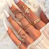 Retro ring with letters, set, European style