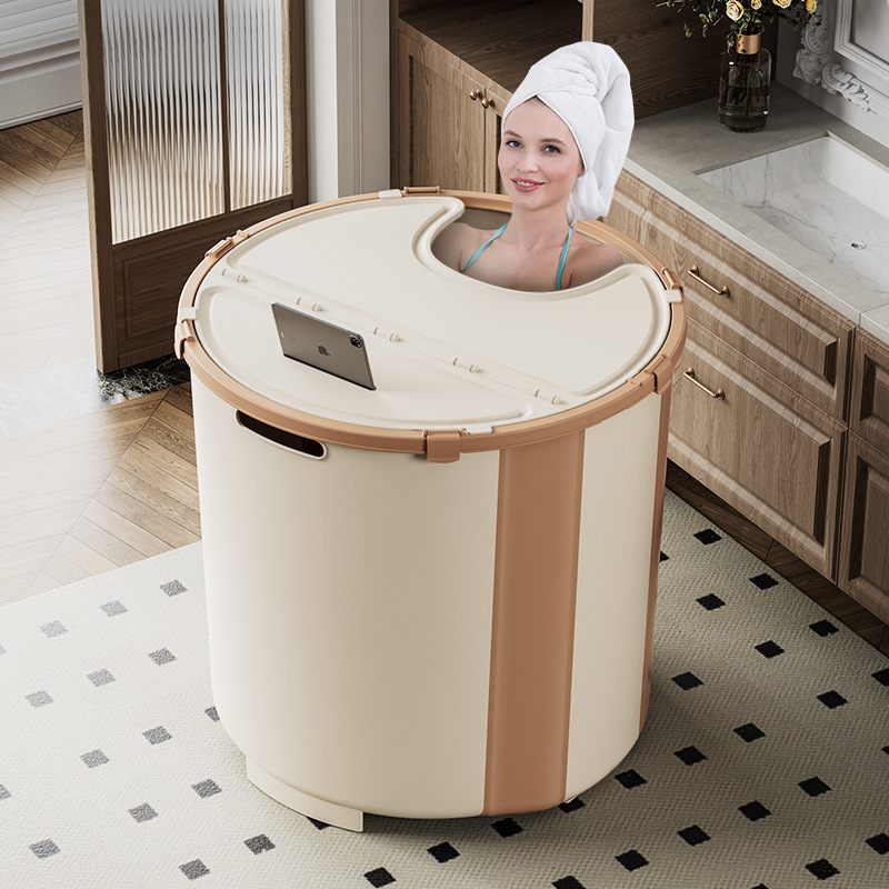 Barril de baño de instalación gratuita para el hogar Bañera para adultos Bañera de baño grande Cubo de baño para niños Cubo de baño multifuncional plegable