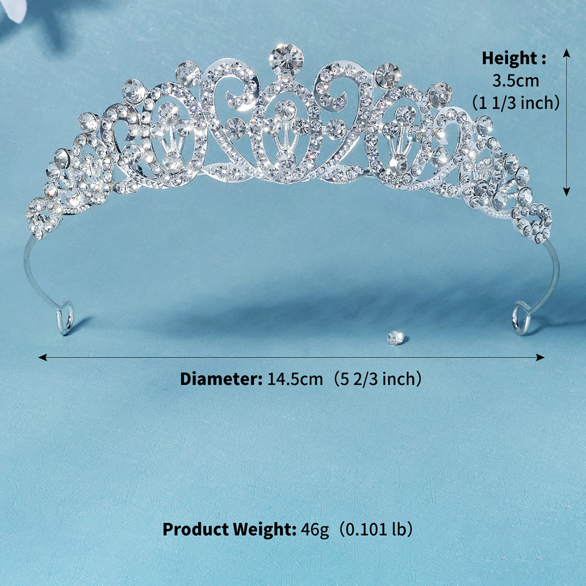 European And American Retro Light Luxury Bridal Crown Tiara,Versatile Wedding Accessories,Children's Crown Headband,Alloy Rhinestone Crown