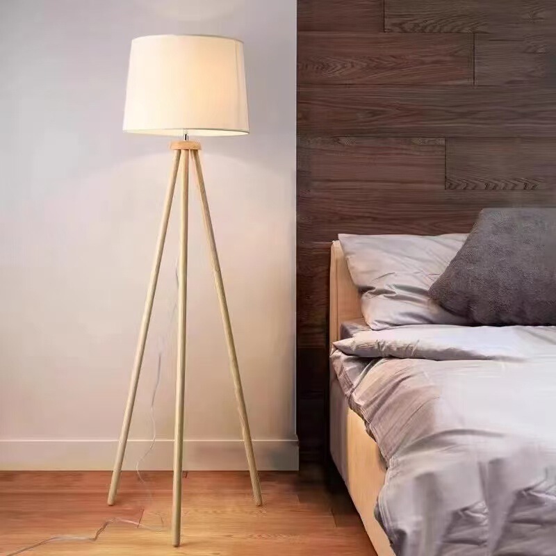 Wooden Tripod Floor Lamp with Foot Switch, 12W, 3-Color Dimmable, Indoor Ambiance Lamp, Energy-Saving, High Color Rendering, Dimmable Wooden Tripod Floor Lamp with Foot Switch, 12W, 3-Color Dimmable, Indoor Ambiance Lamp, Energy-Saving, High Color Rendering, Dimmable
