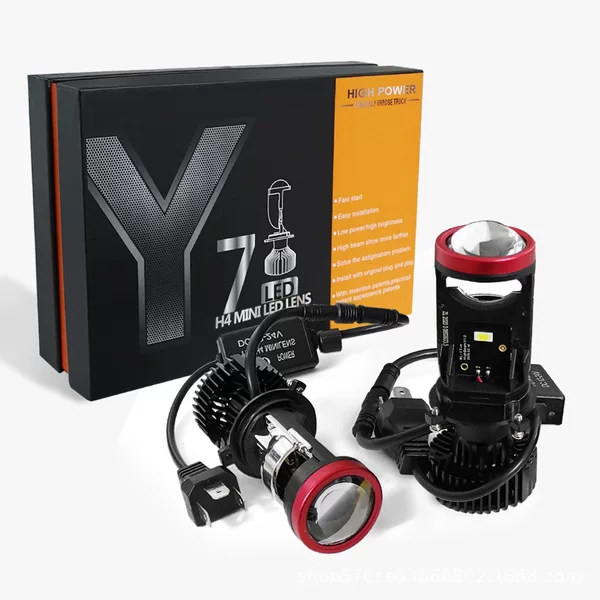 Y6D Y7D car headlight H4 lens headlight electric vehicle modified front light LED high-power high-beam and low-beam lights