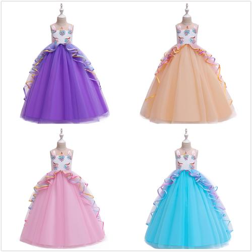 Amazon European and American Children's Dress Gown Costume Unicorn Dress, Children's Halloween Costume Performance Dress