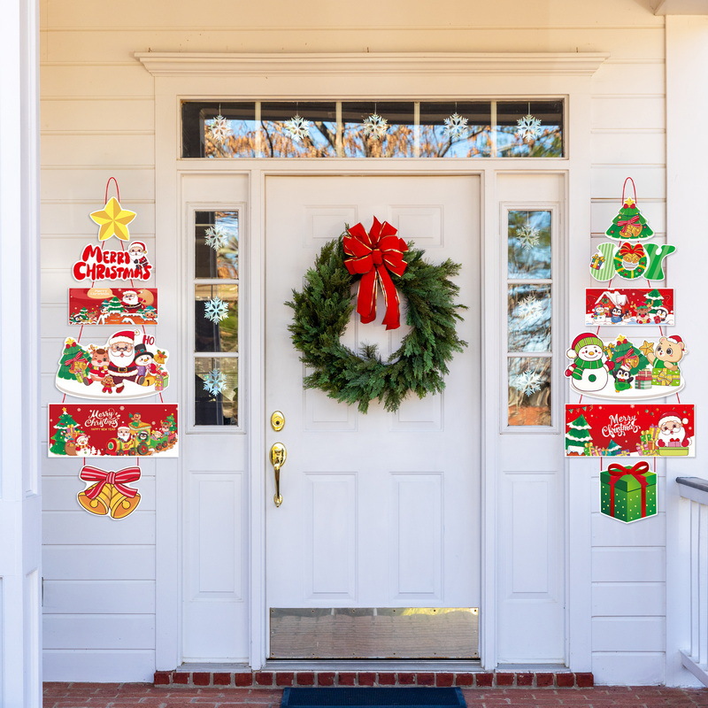 Decoración navideña transfronteriza puerta de papel cortina tiendas tiendas decoración para el hogar cortina de bandera de dibujos animados