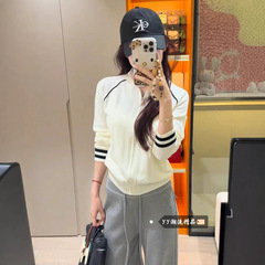 学院风白色立领针织开衫短款外套小个子氛围感穿搭韩系上衣女早秋