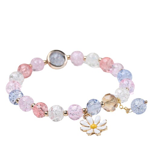 Pink explosion crystal daisy bracelet female Korean style jewelry sun flower bestie student bracelet jewelry ins