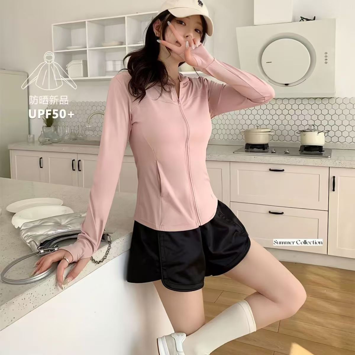 夏季凉感修身防晒上衣女运动外套轻薄长袖防紫外线跑步冰感防闷汗