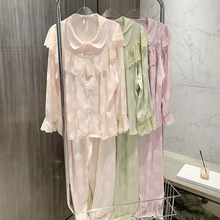 爱扬薄款可外穿女式家居服睡衣女可爱风批发冰丝长袖睡衣春夏缎面