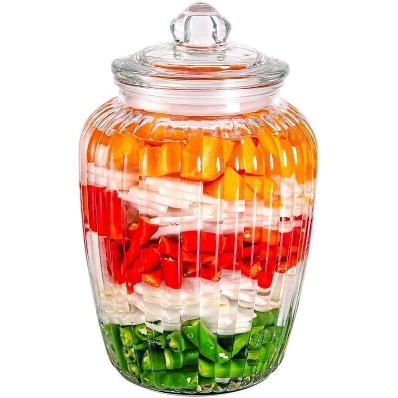 Glass sealed jar food-grade pickles kimchi jar household wine bottle…