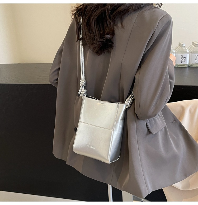 2025 Summer Popular Mini Small Bags for Women New Solid Color Foreign Style Crossbody Bag Korean Style Textured Bucket Bag