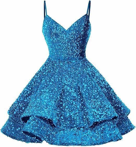 Vestido de noche de lentejuelas azul nuevo vestido corto de tirantes transfronterizo temperamento vestido de fiesta de cumpleaños de alta gama de nicho image 7