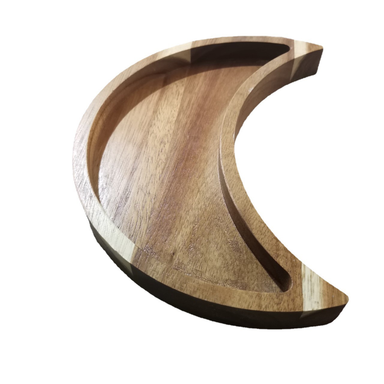 Luz de moda de lujo lovesickness bandeja de madera Acacia madera cristal Luna bandeja de madera joya aceite esencial Pantalla bandeja de madera