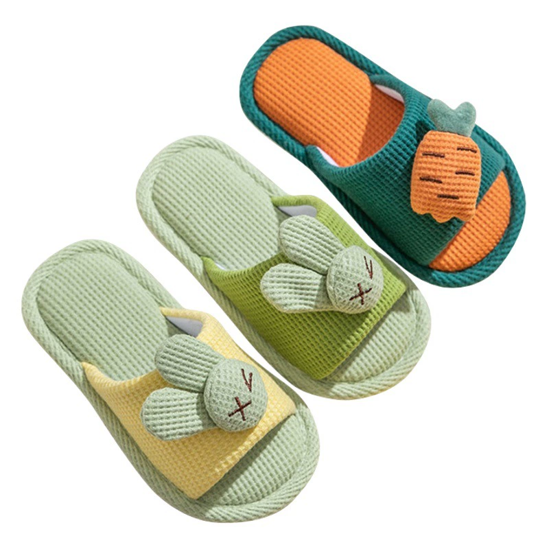 Детские льняные тапочки Xinwang Rabbit для дома, летние, весенние, бесшумные, из хлопка и льна, оптом для мальчиков и девочек