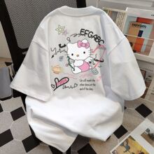 重磅纯棉美式可爱Kitty猫减龄T恤短袖情侣休闲夏季ins潮牌上衣女