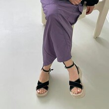 韩国东大门女鞋夏季新款交叉带真皮草编渔夫拖鞋男外穿厚底透气潮