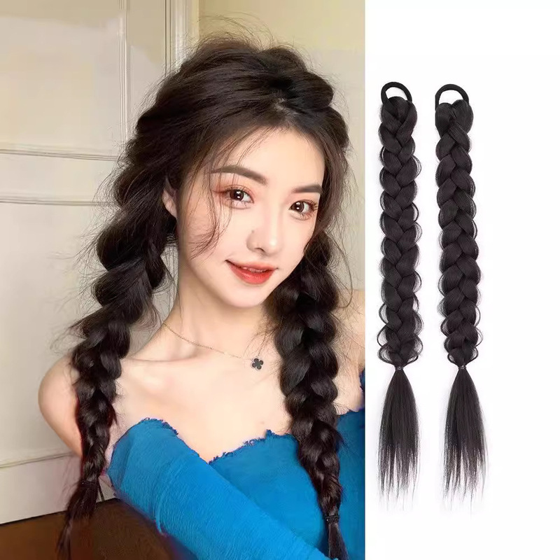 Koni Wig Braids for Women, High Ponytail, Natural Realistic Double Ponytail, Internet Celebrity Style, Long Braided Hair, Cute and Stylish Koni Wig Braids for Women, High Ponytail, Natural Realistic Double Ponytail, Internet Celebrity Style, Long Braided Hair, Cute and Stylish