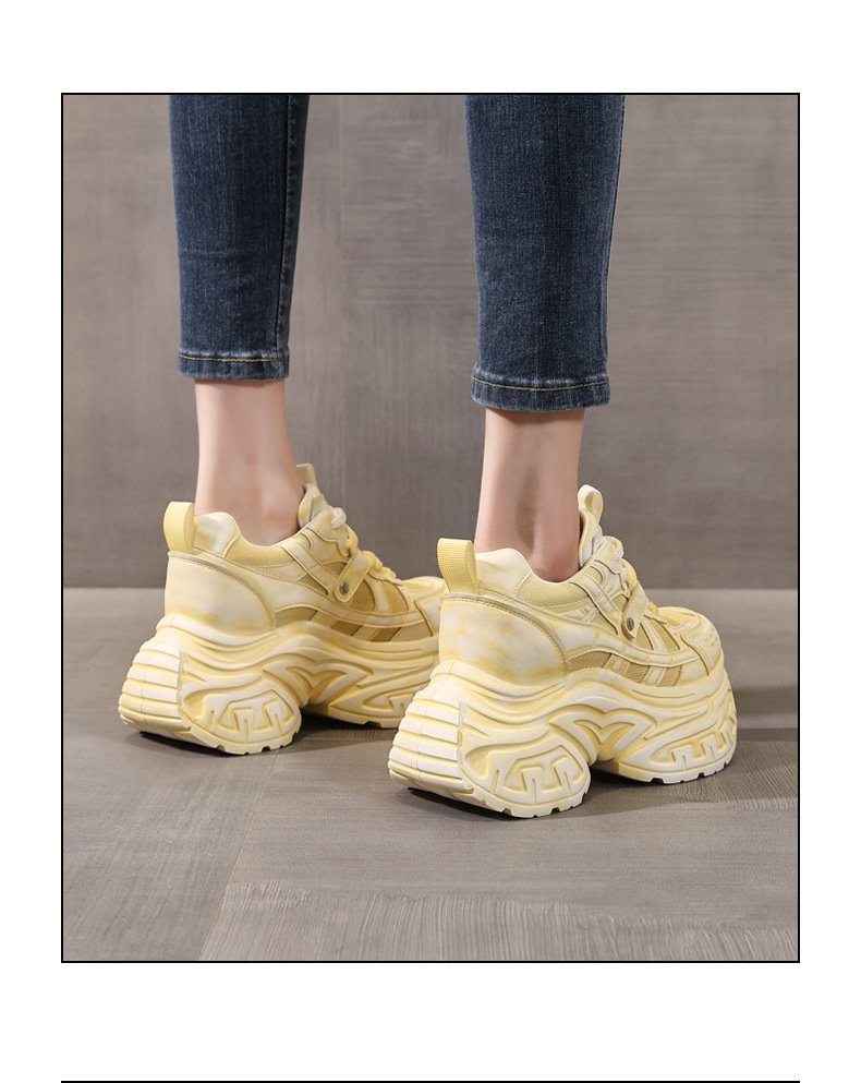 Giày sneaker nữ đế dày tăng chiều cao lưới thoáng khí phong cách daddy — Bạc trắng chi tiết 15