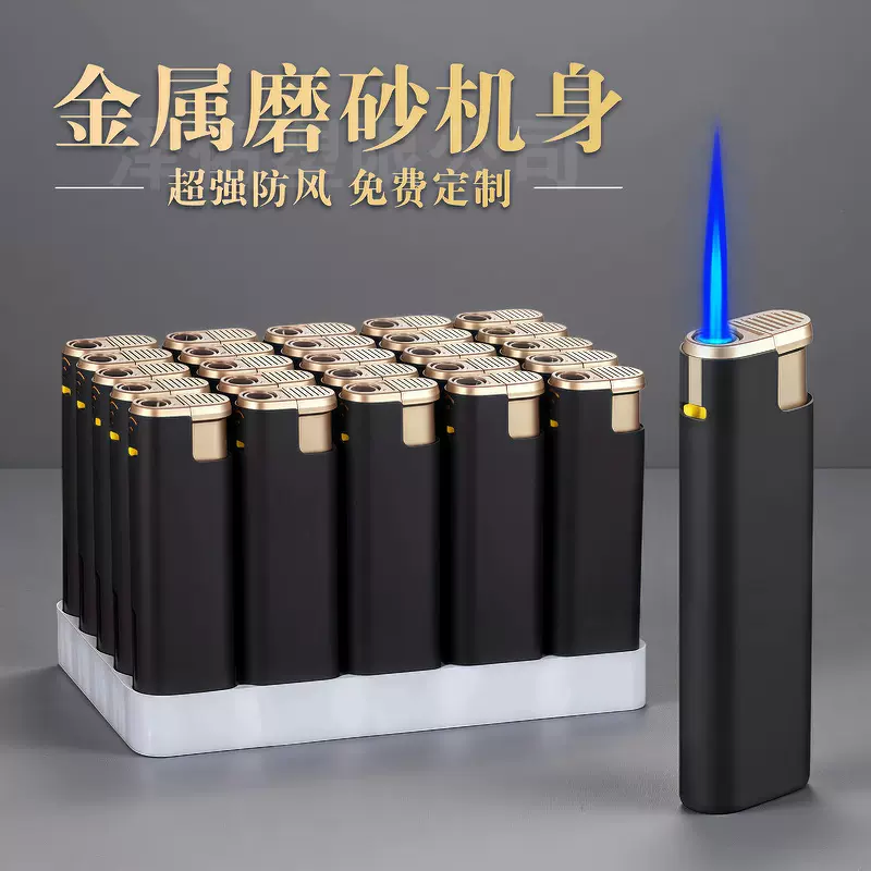 网红爆款高档金属直冲防风打火机定 制订 做印字logo磨砂火机新款
