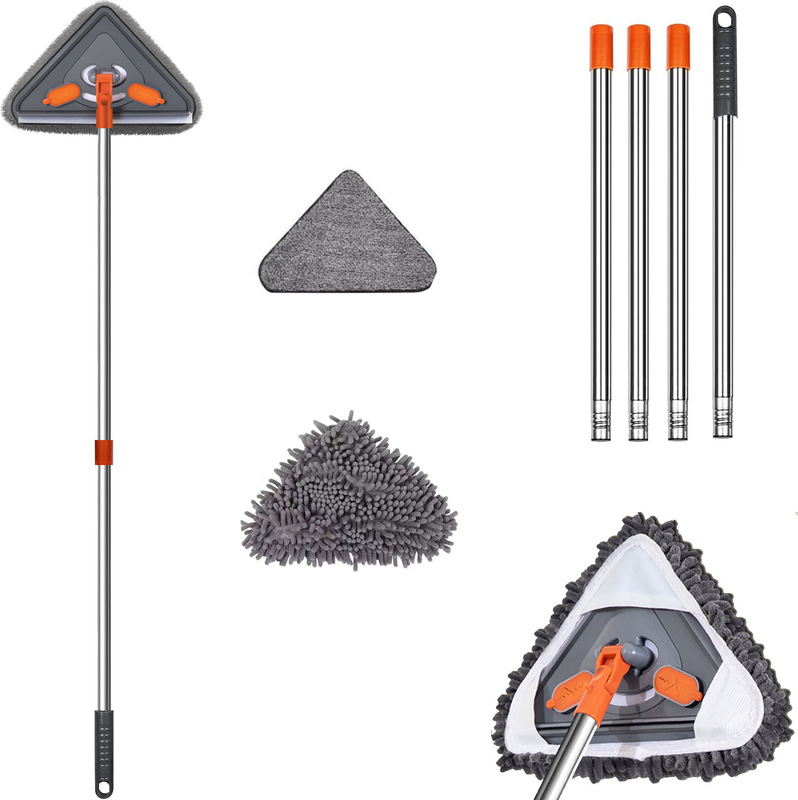 Cross-Border Large Triangular Mop Flat Mop Lazy Floor Mop Chenille Mop Glass Cleaner