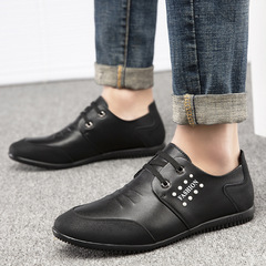 2024 New Men's Casual Leather Shoes for Men Trendy Laced Men's Business Casual Han Style Multi-layered Leather Shoes White Shoes