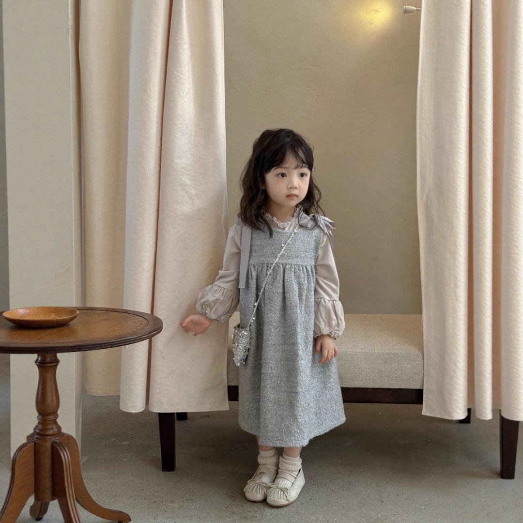 【Eer】秋季首发羊毛高定织带亮片背心裙绒毛灯笼袖内搭套装女中