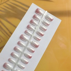 30片手工穿戴美甲乳白漸變電鍍網絡百搭顯白美甲貼片