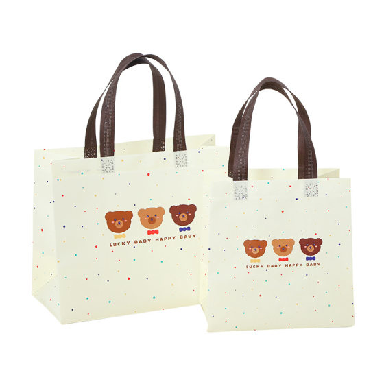 Cartoon Cute Bear Children's Clothing Store Non-woven Bag Packing Belt Shopping Gift Tote Bag Wholesale Custom