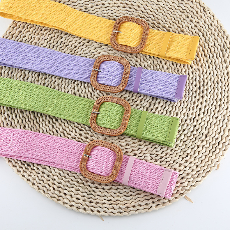 Simple Style Solid Color Cotton And Linen Woven Belt Women's Woven Belts 1 Piece display picture 6