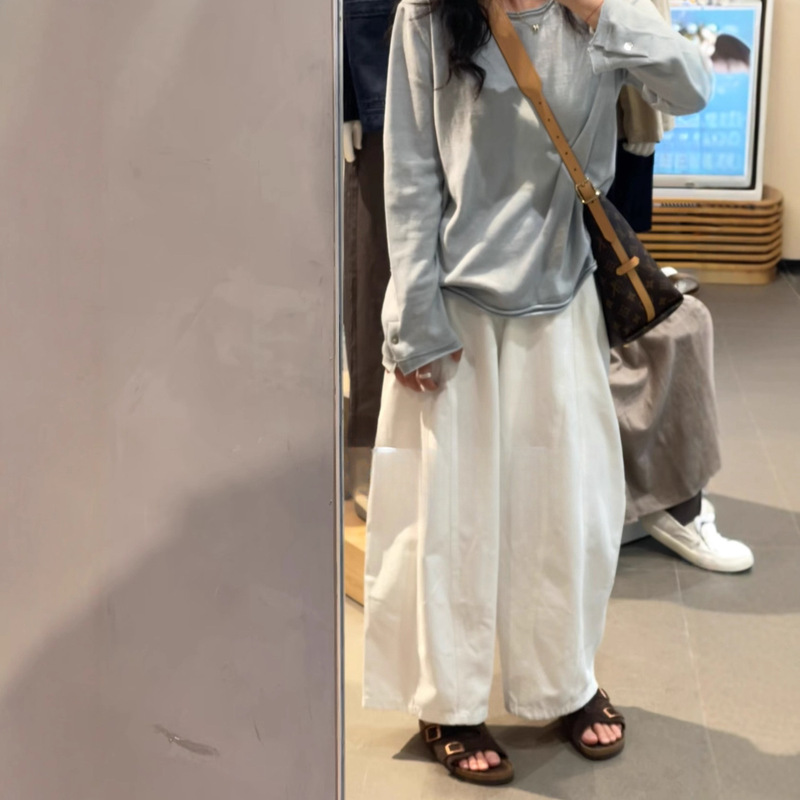宽松垂感松紧腰阔腿裤女高腰显瘦遮胯裤子百搭休闲慵懒风气球裤|undefined