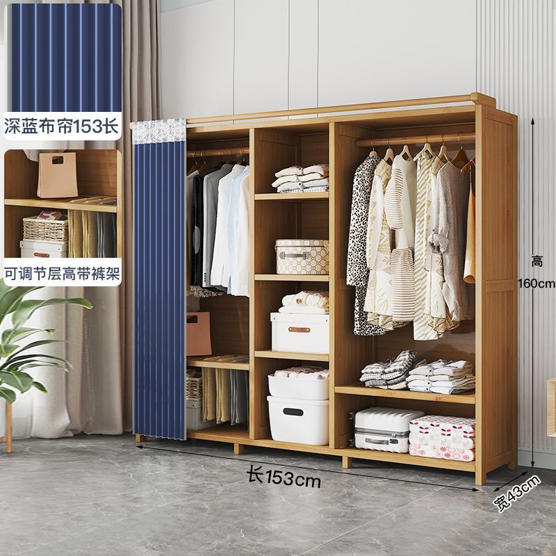 衣柜卧室家用简易组装出租房经济型布艺多层柜子结实耐用竹挂衣橱|undefined