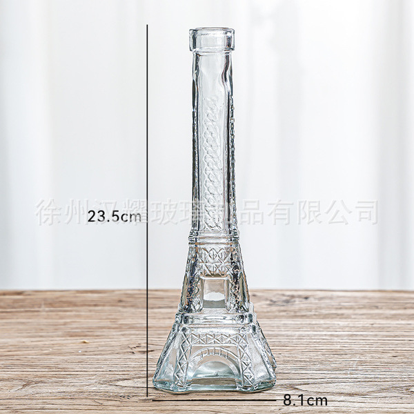 Retro light luxury relief transparent French mini glass vase living…