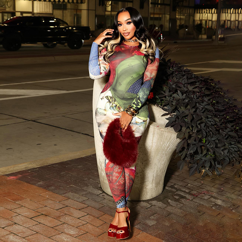 Women's Jumpsuits 3d Digital Print Long Sleeve Autumn Streetwear_voghion.com