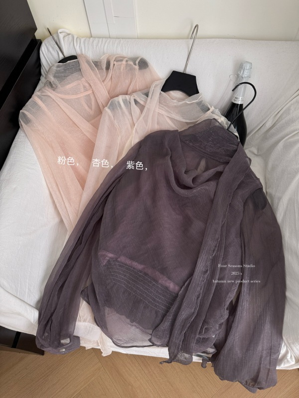 荡领飘带长袖衬衫女显白显瘦气质优雅雪纺衫2025秋季新款纯欲|undefined