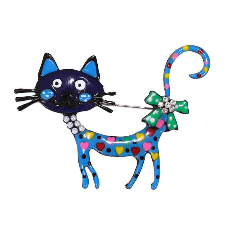 欧美卡通滴油猫咪胸针彩色珐琅动物胸花女士大衣西服别针可爱装饰