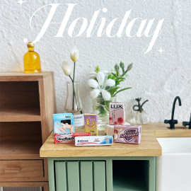 微缩食玩场景模型 1:12娃娃屋洗浴用具配件 迷你日用香皂牙膏G112