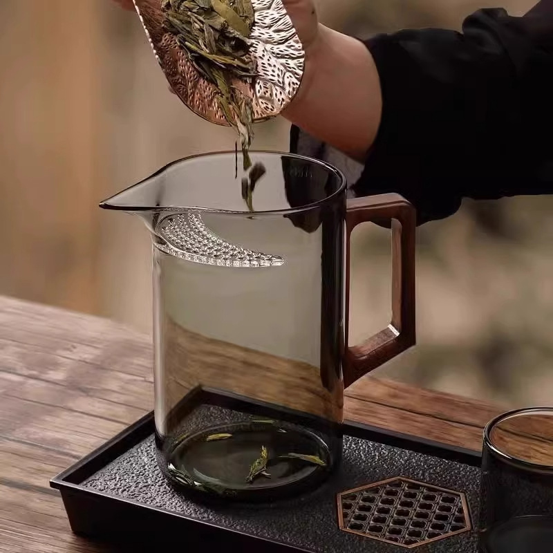厚みのある高ホウケイ酸ガラス三日月フェアカップ茶漏れ一体型大容量フィルター付きインターネットセレブティーディバイダーフェアカップ|undefined