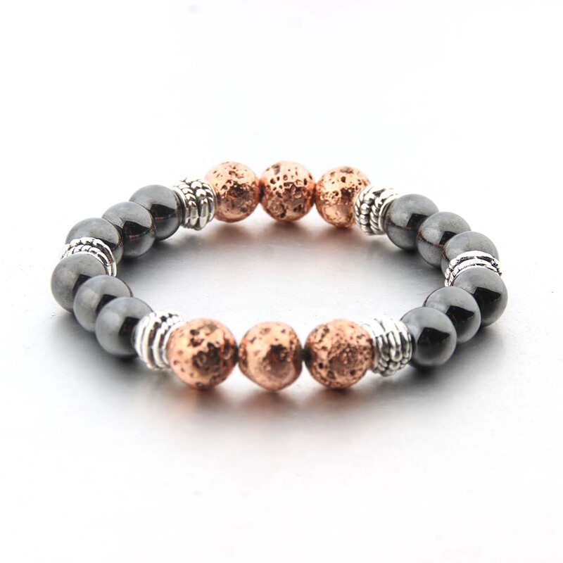 European and American fashion magnet bracelet cross-border hot classic rose gold volcanic stone bracelet handmade jewelry for men and women