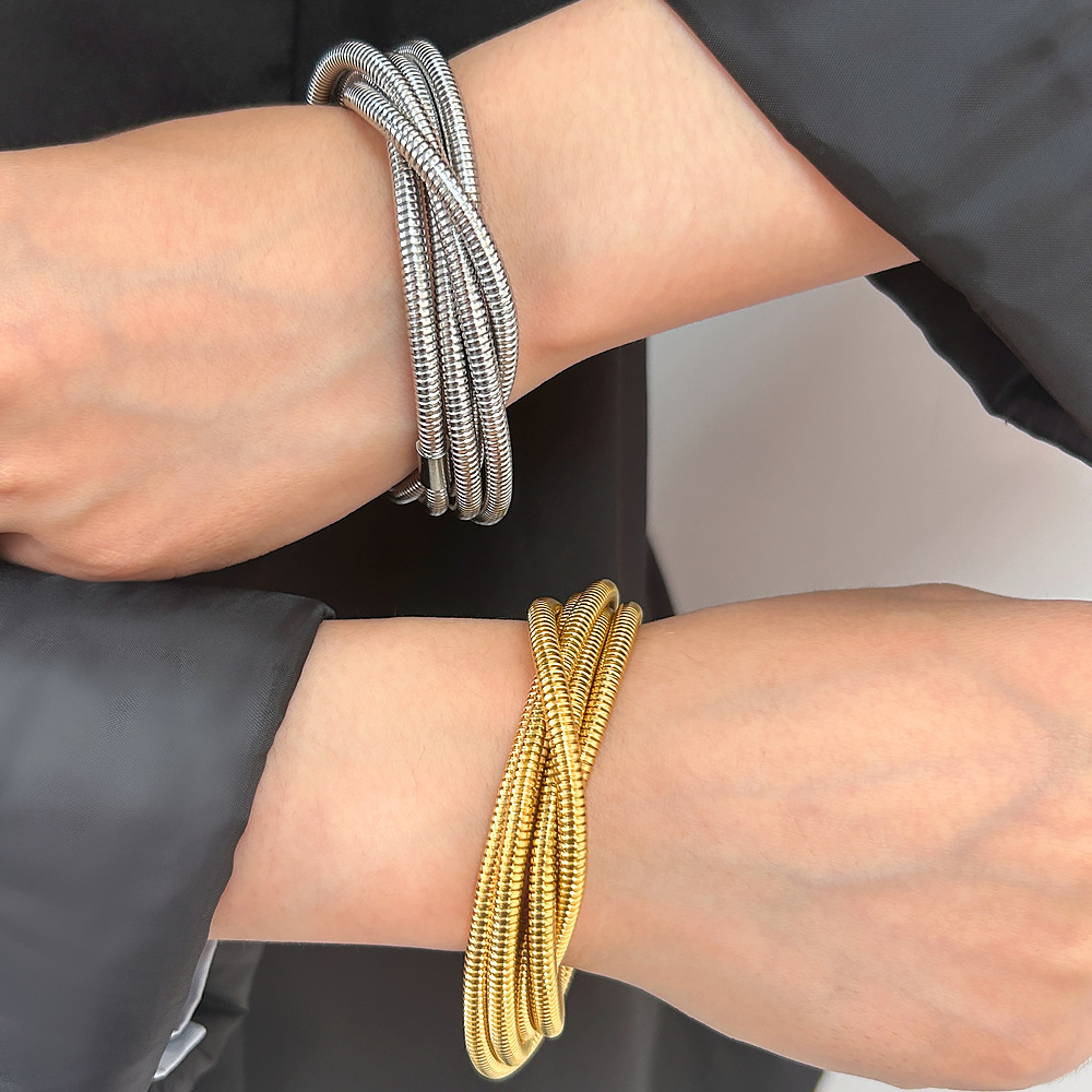 304 Stainless Steel Chain Material Retro Classic Style Solid Color 304 Stainless Steel Bracelets In Bulk