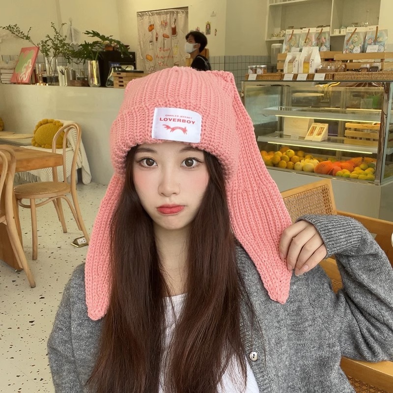 Han China-Chic brand design niche rabbit wool autumn and winter ear protection warm knitted hat children_voghion.com