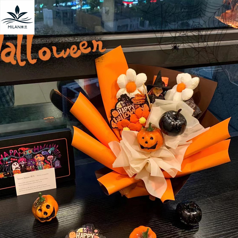 Regalo de Halloween simulación calabaza bruja decoración flor ramo decoración material hecho a mano DIY accesorios embalaje