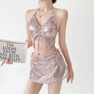 2024 new swimsuit female touching fish Ji streamer pink bikini skirt hot girl swimsuit female hot spring vacation