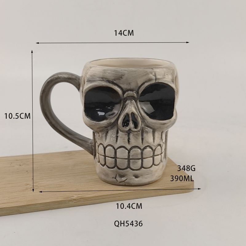 Taza de cerámica con forma de calavera, taza de café con diseño de cabeza de fantasma de Halloween, taza novedosa transfronteriza, diseño creativo